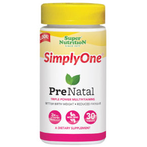 SimplyOne PreNatal Multi-Vitamins, 30 Tablets, SuperNutrition