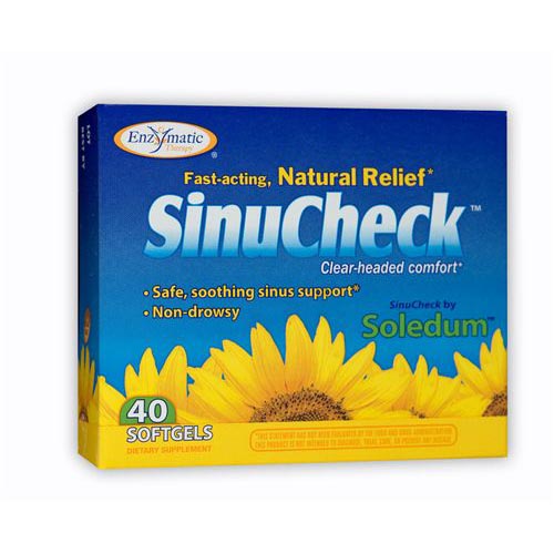SinuCheck Sinus Support with Eucalyptus Oil Extract, 40 Softgels, Enzymatic Therapy