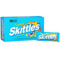 Skittles Tropical Candy, Bite size Candies, 2.17 oz x 36 ct