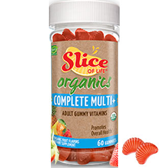 Slice of Life Organic Complete Multi+, Adult Gummy Vitamins, 60 Gummies, Yummi Bears