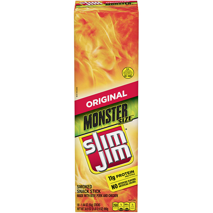 Slim Jim Monster Smoked Snack Stick, Original, 18 ct