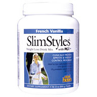 Natural Factors SlimStyles Weight Loss Drink Mix with PGX, Vanilla, 1.75 lb , Natural Factors
