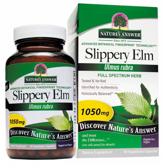 Slippery Elm Bark, 90 Vegetarian Capsules, Natures Answer