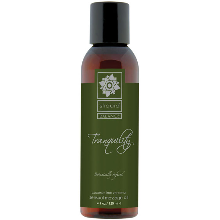 Sliquid Balance Tranquility Sensual Massage Oil, Coconut Lime Verbena, 4.2 oz