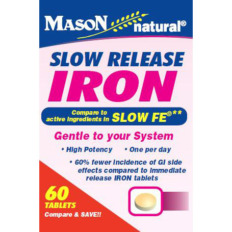 Slow Release Iron, 60 Tablets, Mason Natural
