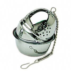 Small Tea Ball Infuser w/Tray, Stainless Steel, 1 pc, StarWest Botanicals