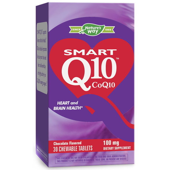 SMART Q10 CoQ10 100 mg, Chocolate, 30 Chewable Tablets, Enzymatic Therapy