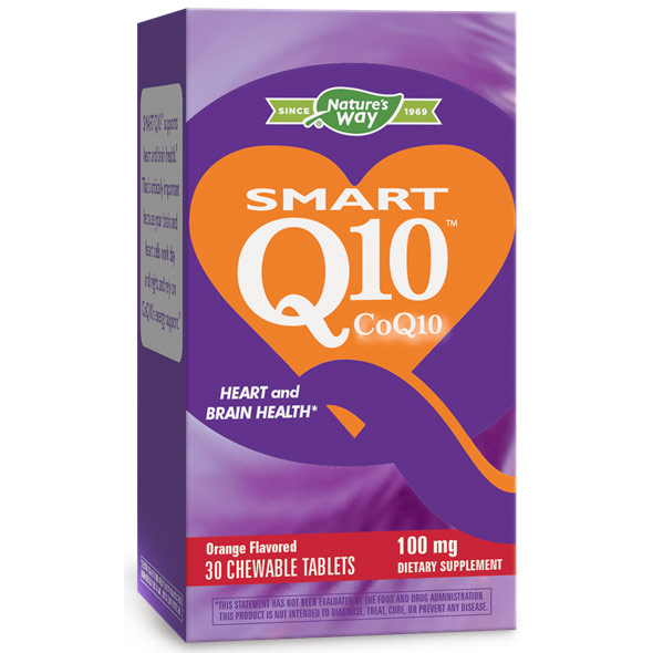 Enzymatic Therapy SMART Q10 CoQ10 100 mg, Orange Creme, 30 Chewable Tablets, Enzymatic Therapy