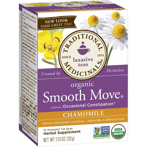 Smooth Move Chamomile Tea, Senna Stimulant Laxative Tea, 16 Tea Bags, Traditional Medicinals Teas