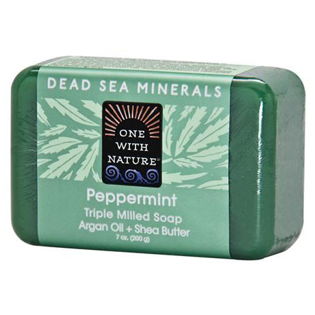 Triple Milled Soap Bar - Peppermint, 7 oz, One with Nature Dead Sea Mineral Soap