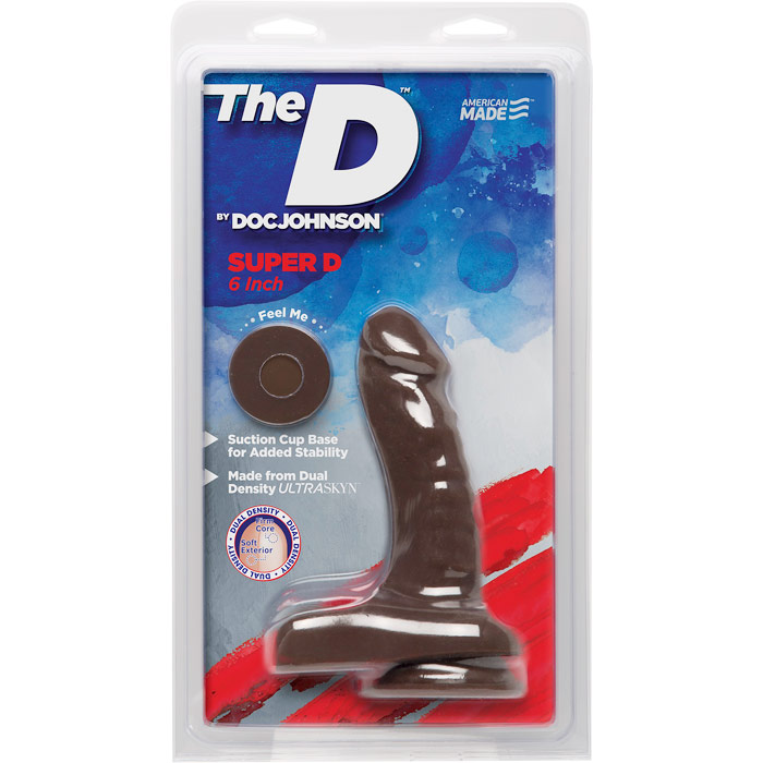 The D - Super D 6 Inch Dildo - Chocolate, Doc Johnson