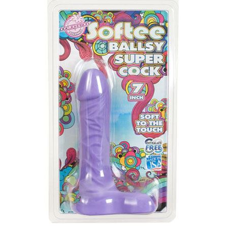 Doc Johnson Softee Ballsy Super Cock Dildo, 7 Inch, Lavender, Doc Johnson