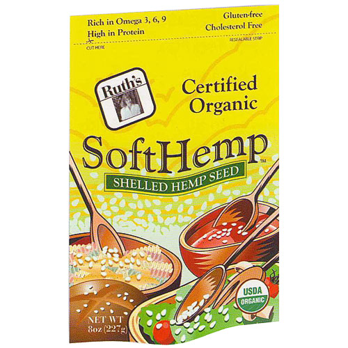 Ruth's Hemp Foods SoftHemp (Soft Hemp) Organic Shelled Hempseeds, 8 oz x 6 pc, Ruth's Hemp Foods