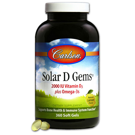 Solar D Gems 2000 IU (Natural Vitamin D 3), 360 Softgels, Carlson Labs