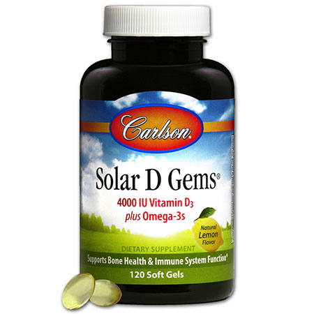 Solar D Gems 4000 IU, 120 Softgels, Carlson Labs