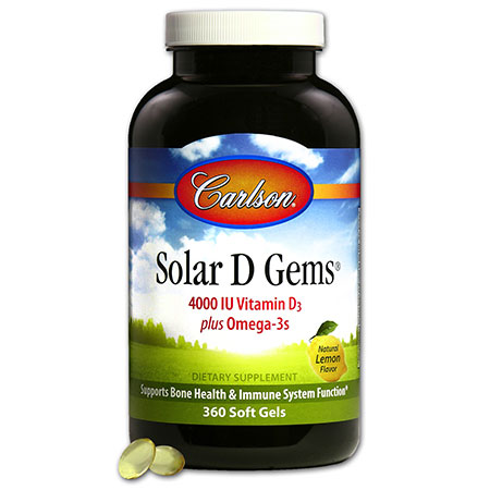 Solar D Gems 4000 IU (Natural Vitamin D3), 360 Softgels, Carlson Labs