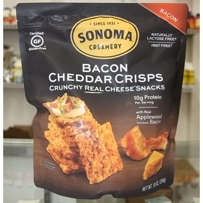 Sonoma Creamery Bacon Cheddar Crisps, Crunchy Real Cheese Snacks, 10 oz (284 g)