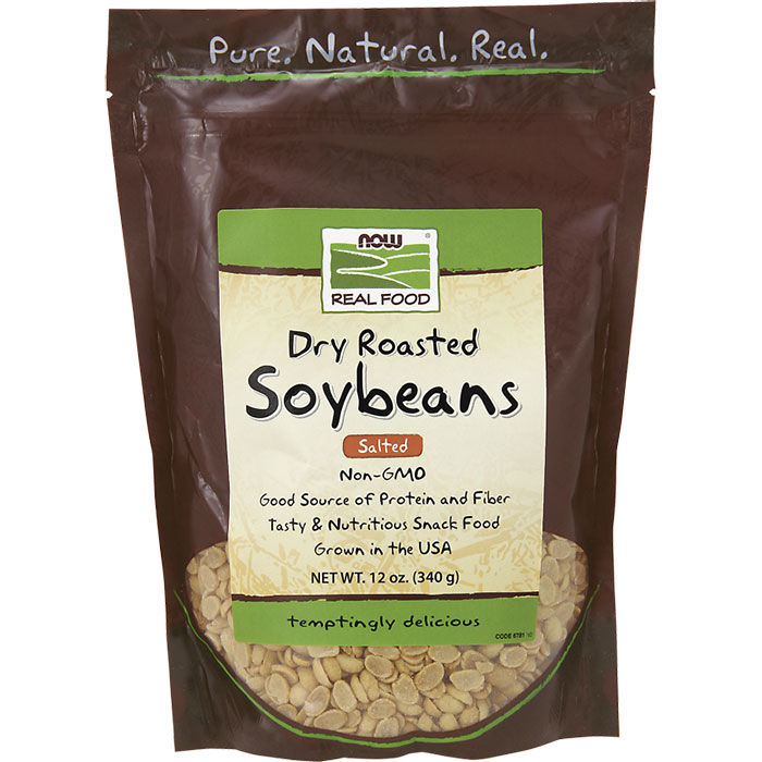 Soybeans Dry Roasted and Salted NonGMO, 12 oz, NOW Foods dayofhealth118