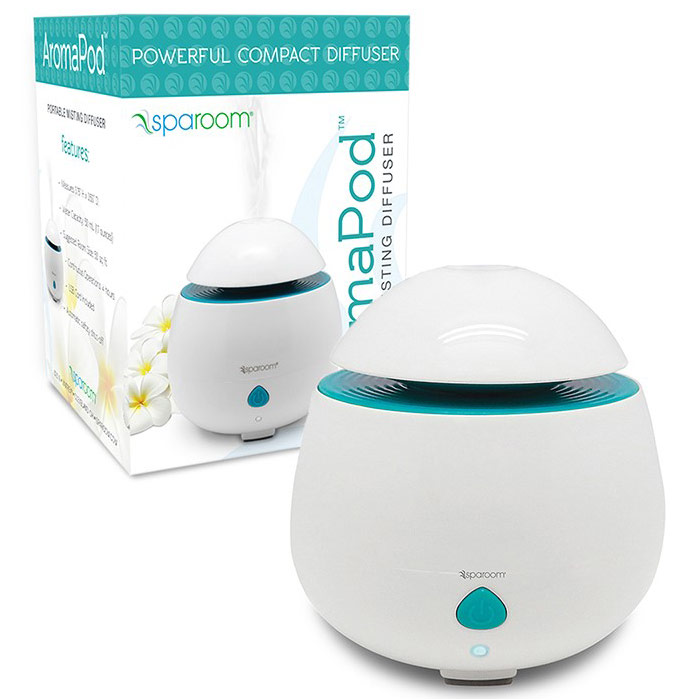 SpaRoom Aroma Pod, Portable Ultrasonic Misting Diffuser, White, 1 ct