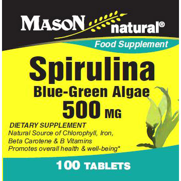 Spirulina 500 mg, 100 Tablets, Mason Natural