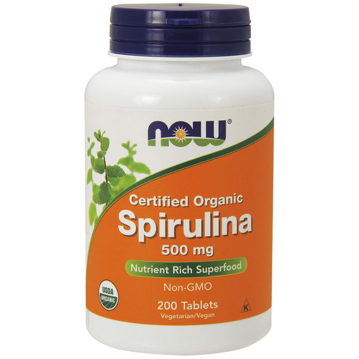 NOW Foods Spirulina 500mg 100% Natural 200 Tabs, NOW Foods