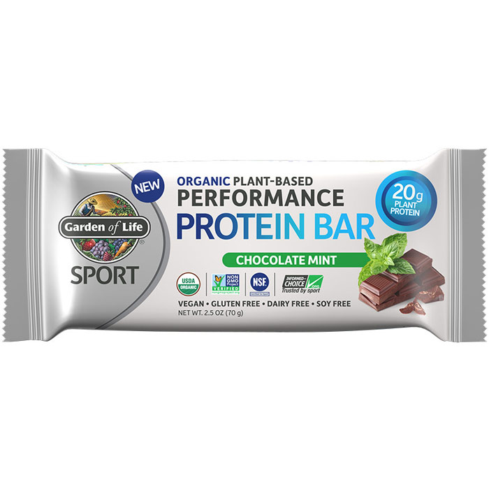 SPORT Refuel Organic Plant-Based Performance Protein Bar, Chocolate Mint, 2.5 oz x 12 Bars, Garden of Life