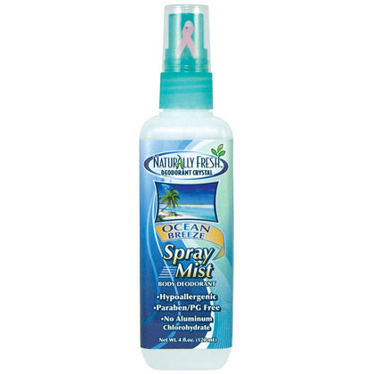 Body Deodorant Spray Mist, Ocean Breeze, 4 oz, Naturally Fresh Deodorant Crystal
