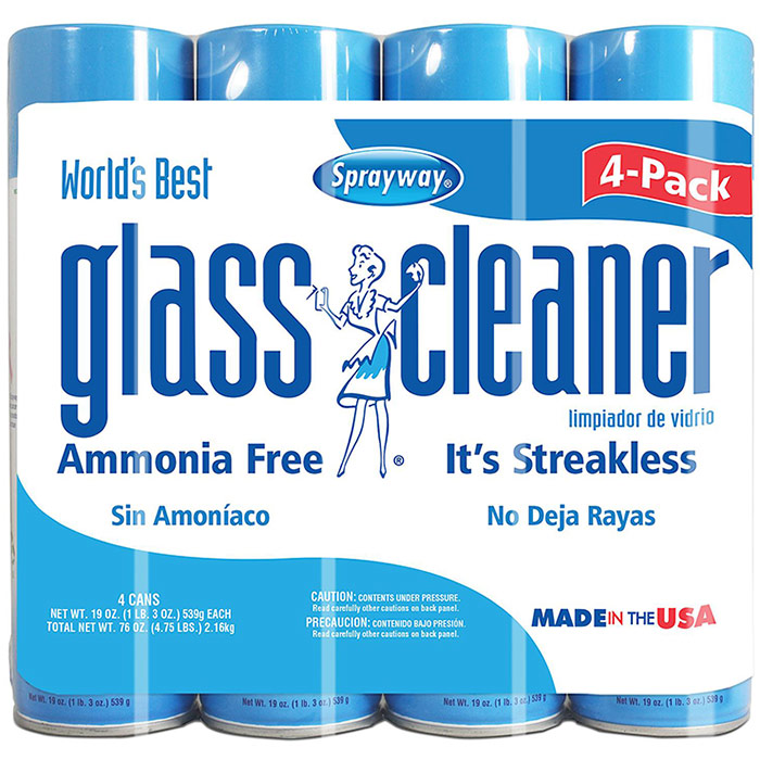 Sprayway Glass Cleaner, Ammonia Free & Streakless, 19 oz x 4 Cans