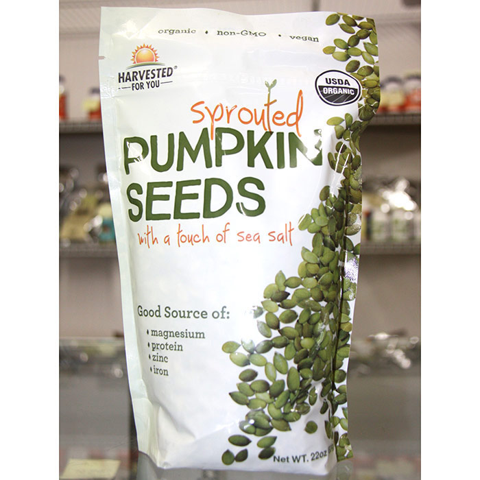 Sprouted Pumpkin Seeds with Sea Salt, 22 oz, Harvested For You