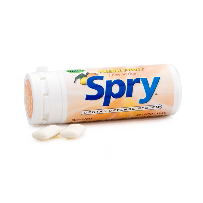 Spry Xylitol Chewing Gum - Fresh Fruit, 30 ct x 6 Tubes, Xlear (Xclear)