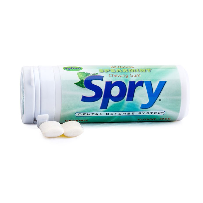 Spry Xylitol Chewing Gum - Spearmint, 30 ct x 6 Tubes, Xlear (Xclear)