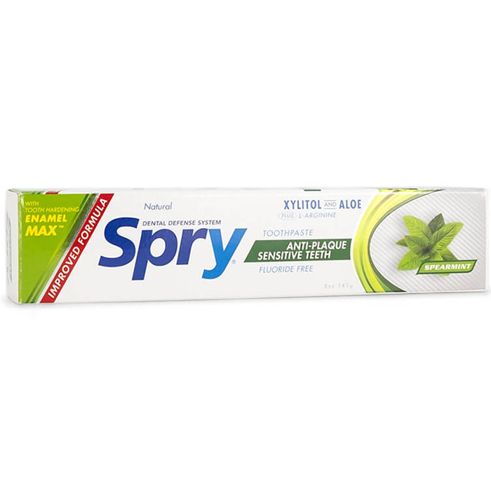 Spry Spearmint Xylitol Toothpaste, Fluoride Free, 5 oz, Xlear