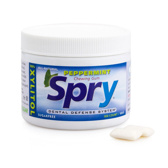 Spry Xylitol Chewing Gum - Peppermint, 100 ct Jar, Xlear (Xclear)