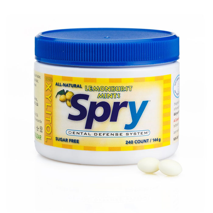 Spry Xylitol Mints - Lemon Blast, Sugar Free, 240 ct Jar, Xlear (Xclear)