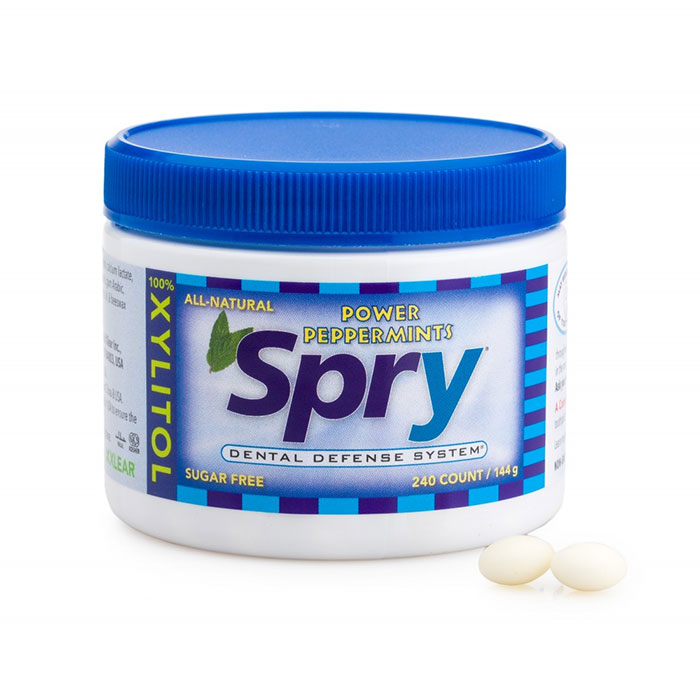 Spry Xylitol Mints - Peppermint, Sugar Free, 240 ct Jar, Xlear (Xclear)