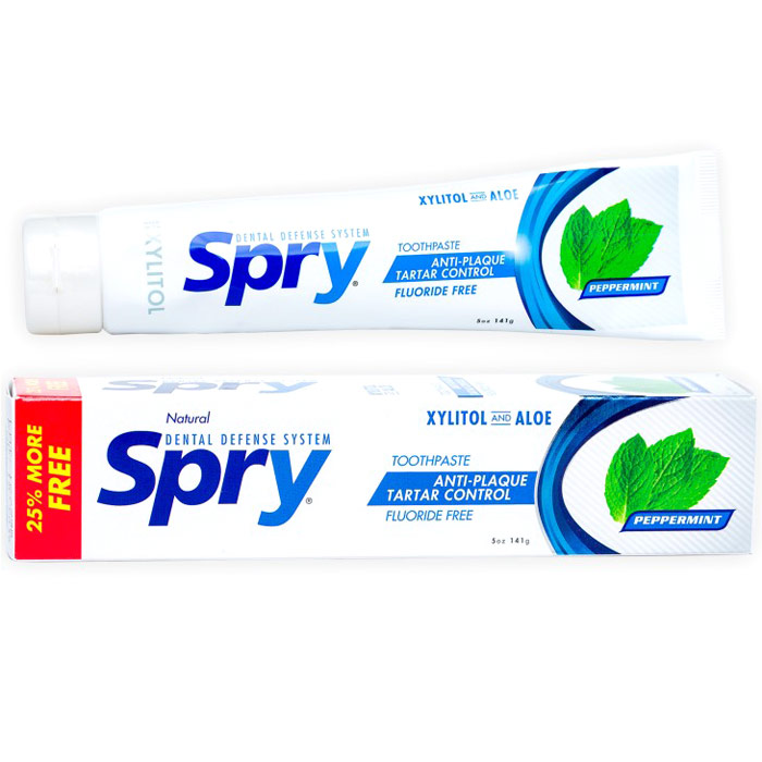 Spry Xylitol Toothpaste - Peppermint, Fluoride-Free, 5 oz, Xlear (Xclear)