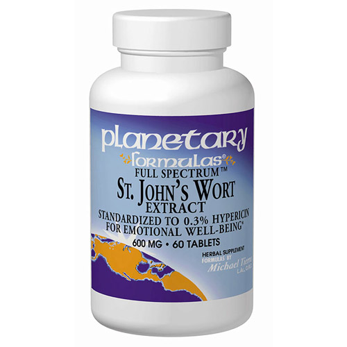 St. Johns Wort Extract 600mg Full Spectrum 30 tabs, Planetary Herbals