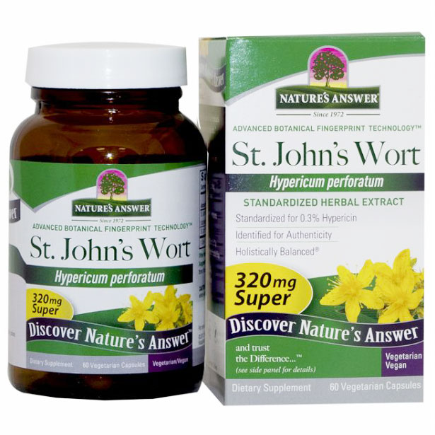 St. Johns Wort 320 mg Super, Standardized Extract, 60 Vegetarian Capsules, Natures Answer