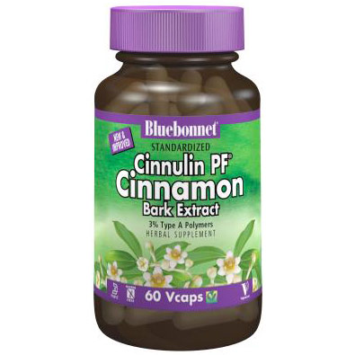 Standardized Cinnulin PF Cinnamon Bark Extract, 60 Vcaps, Bluebonnet Nutrition