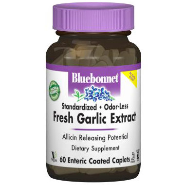 Standardized Odor-Less Fresh Garlic Extract, 60 Enteric Coated Caplets, Bluebonnet Nutrition