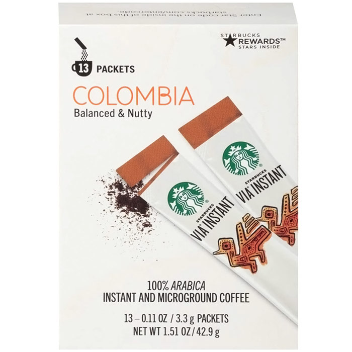 Starbucks VIA Instant Coffee Colombia Medium Roast, 26 Packets