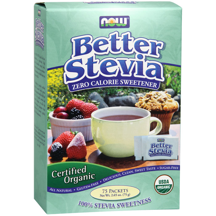 NOW Foods BetterStevia Organic, Better Stevia Zero Calorie Sweetener, 75 Packets, NOW Foods