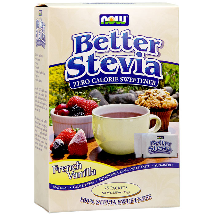 Better Stevia Packets - French Vanilla BetterStevia, 75 Packets/Box, NOW Foods