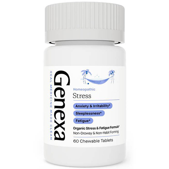 Stress, Organic Stress & Fatigue Formula, 60 Chewable Tablets, Genexa