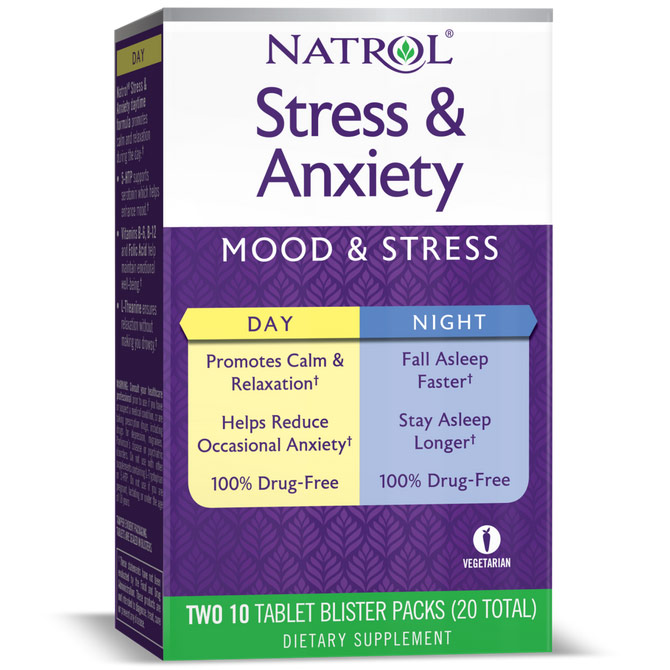 Stress & Anxiety Day & Nite Formulas, 10+10 Tablets, Natrol