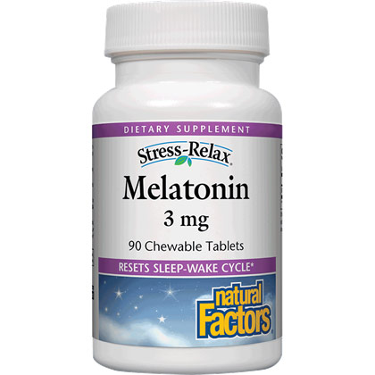 Stress-Relax Melatonin 3 mg, Peppermint Flavor, Value Size, 180 Chewable Tablets, Natural Factors
