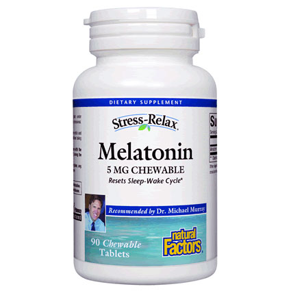 Stress-Relax Melatonin 5 mg Sublingual, 90 Chewable Tablets, Natural Factors