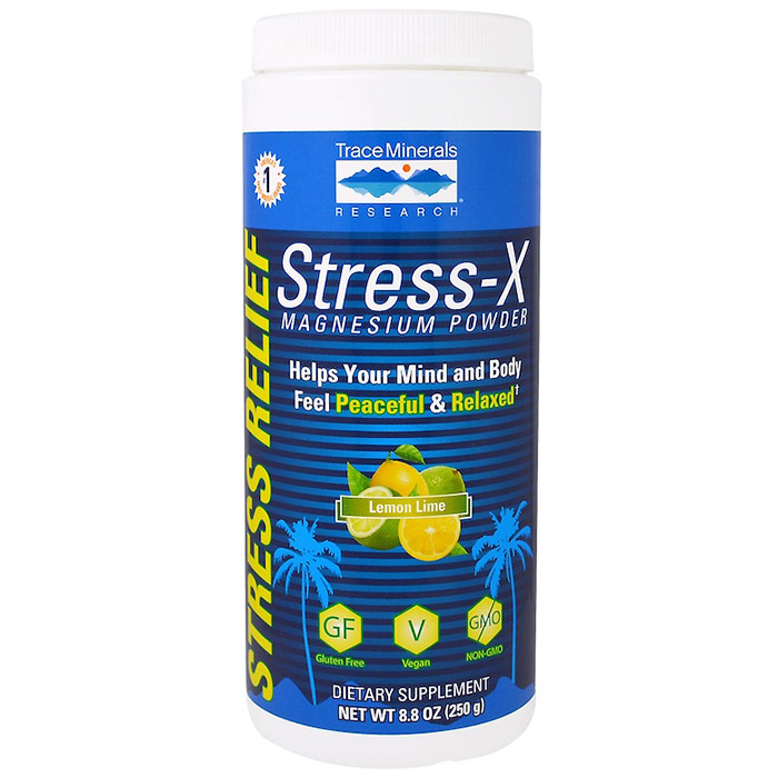 Stress-X Magnesium Powder, Lemon Lime, 8.8 oz, Trace Minerals Research
