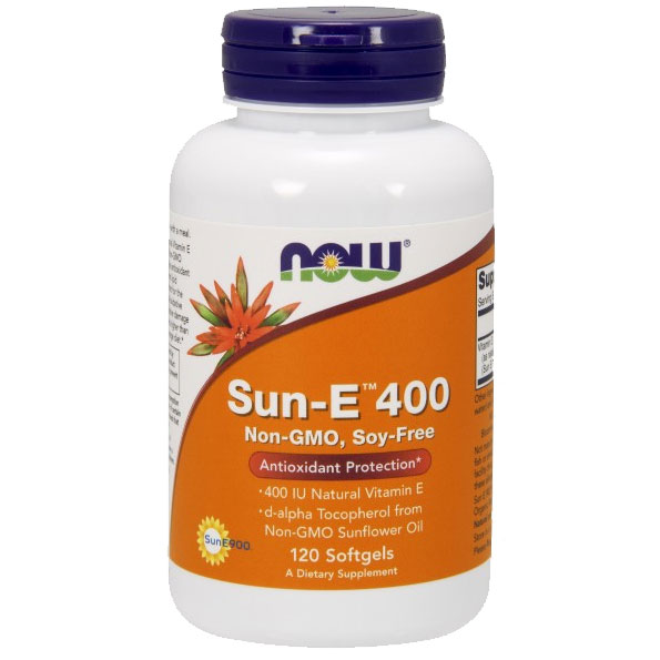 NOW Foods Sun-E 400, Natural Vitamin E, 120 Softgels, NOW Foods