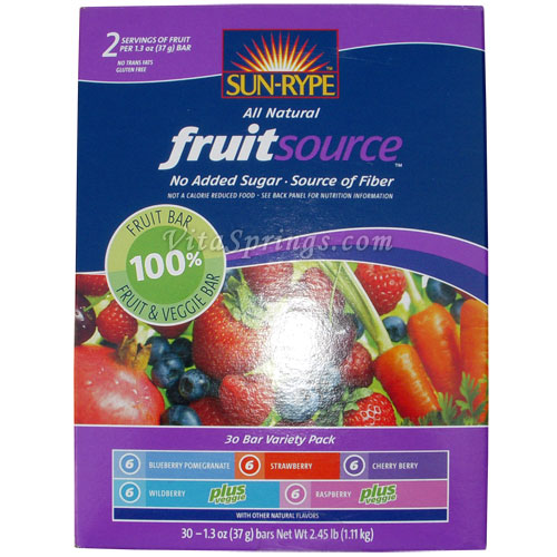 Sun-Rype FruitSource Fruit Bar Variety Pack, 30 Bars